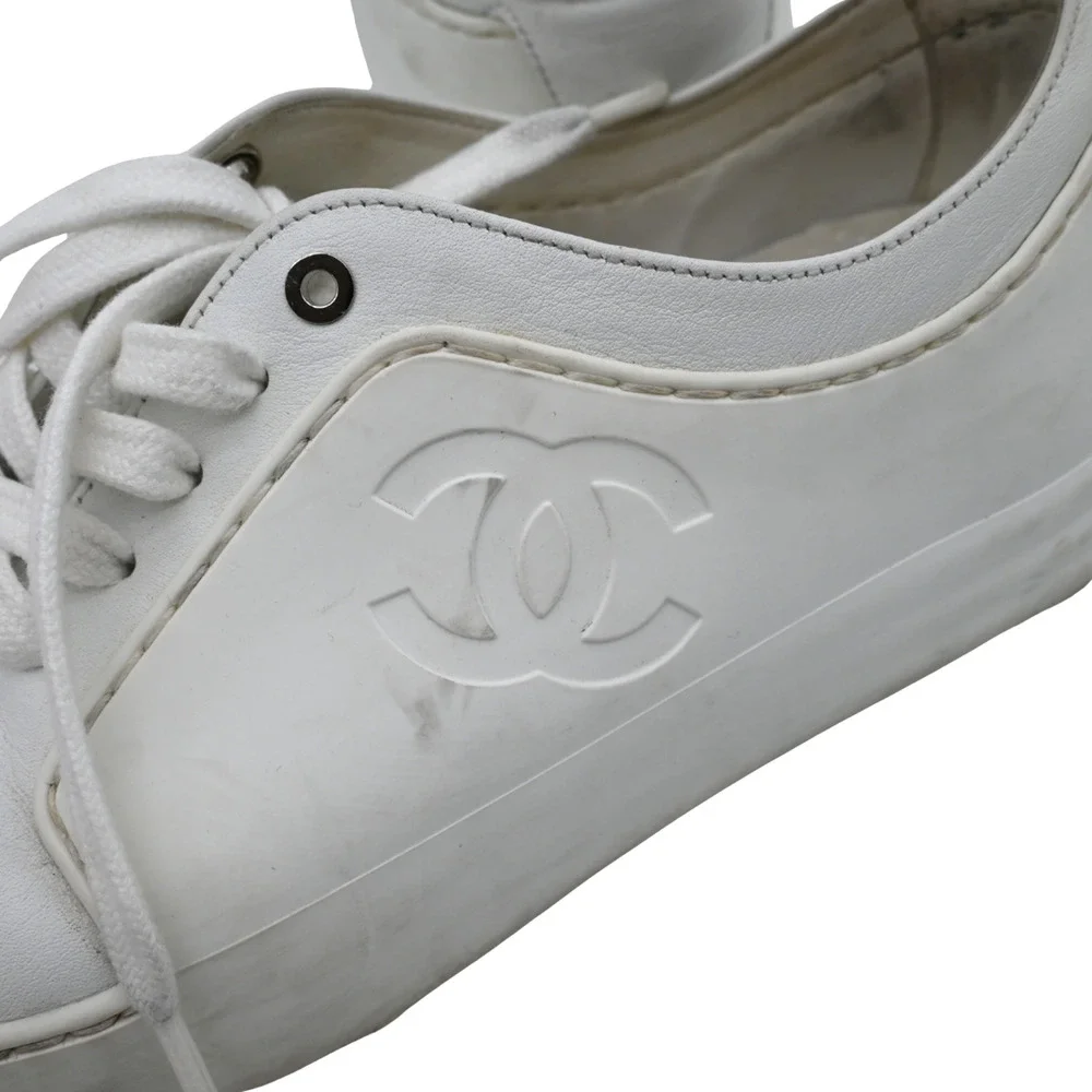 Chanel CC Low-Top Leather Sneakers (Style G32719) Size 36.5